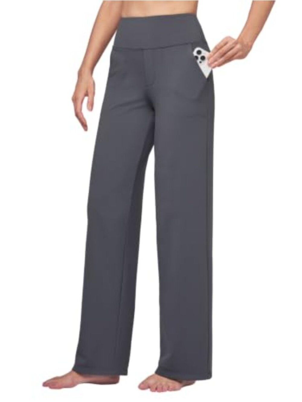 Wide Leg Yoga Pants with Pockets High Waist Stretch Work Slacks 27-32 Inseam